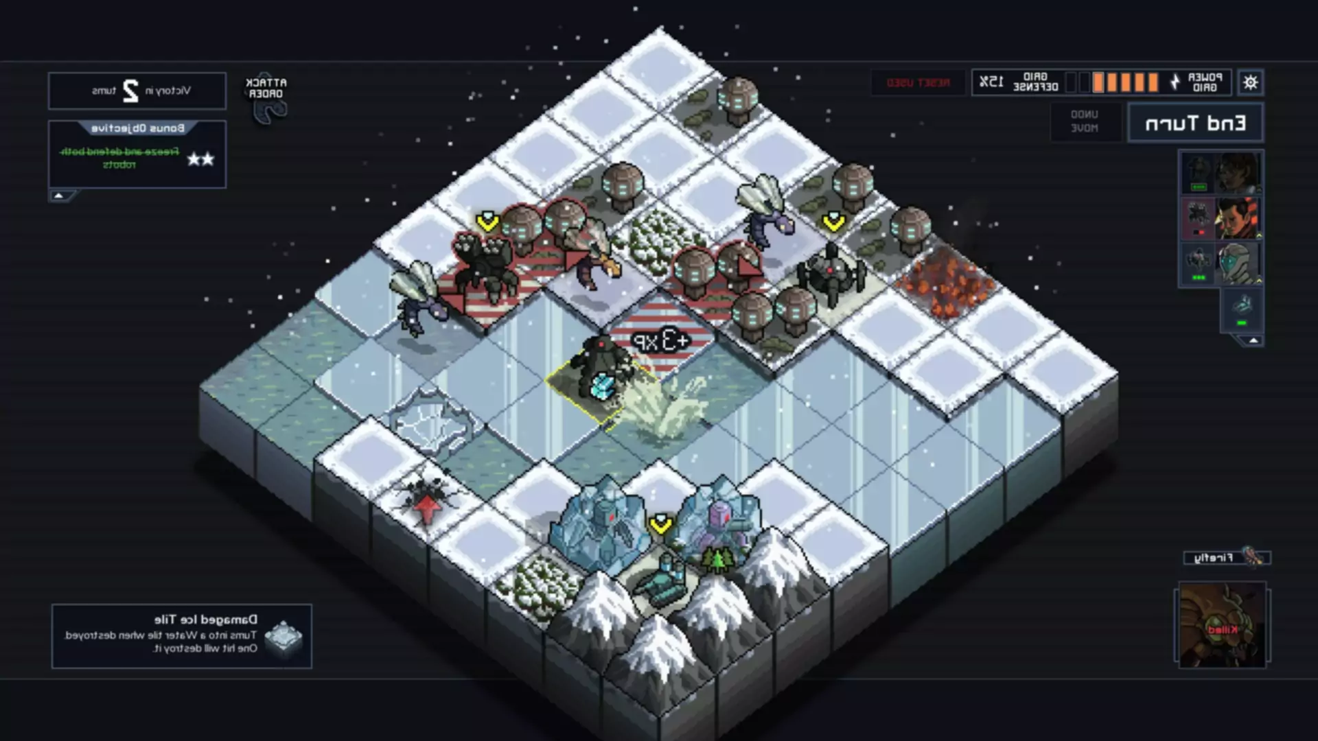 Interfaccia del gioco mobile Into the Breach